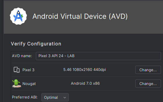 Android Studio emulador x86 API 24