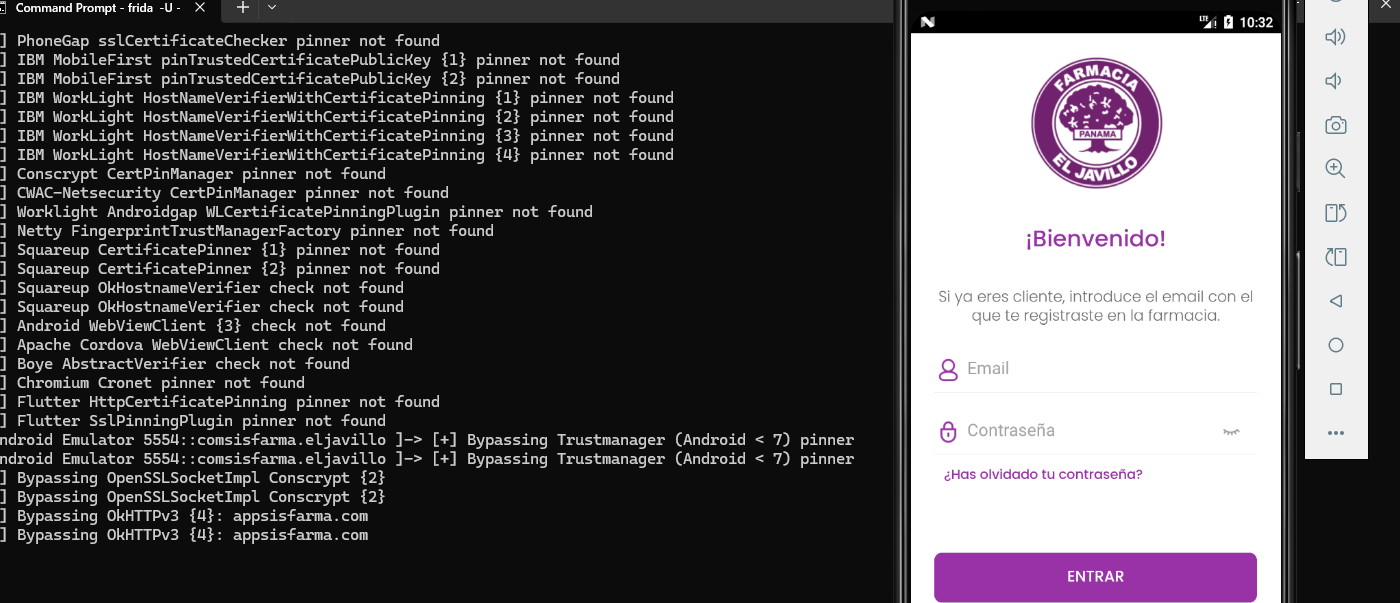 App abierta tras aplicar el bypass