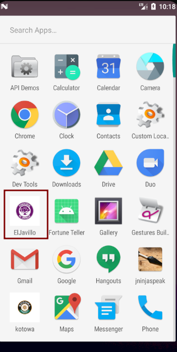 App instalada en el emulador rooteado